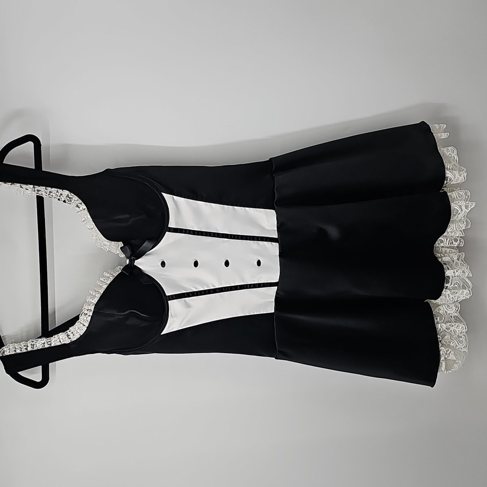 Fredrick's of Hollywood French Maid Black White Sexy Babydoll Mini Dress Outfit